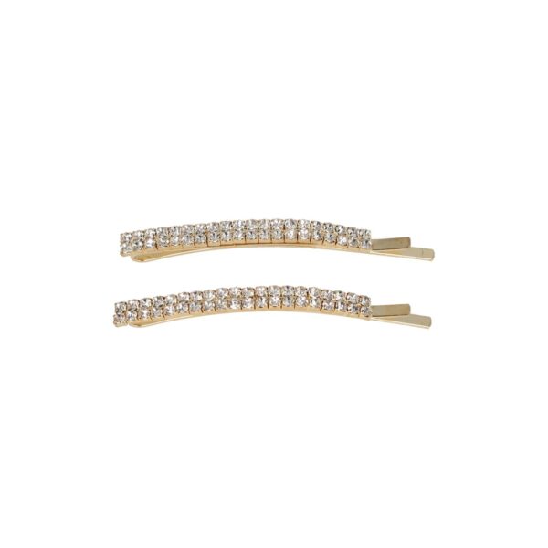 Haarspeld Schuifspeldjes Recht 6cm - Dubbele Rij - Strass Steentjes - Goud - Set van 2