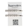 Haarspeld Schuifspeldjes Recht 6cm - Bloemen - Strass Steentjes - Zilver - Set van 2