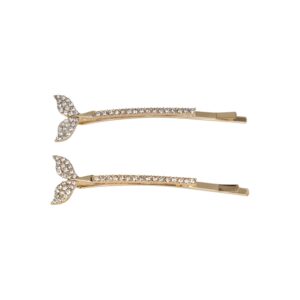 Haarspeld Schuifspeldjes Recht 6cm - Walvisstaart - Strass Steentjes - Goud - Set van 2