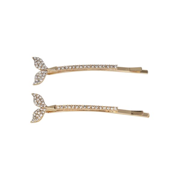 Haarspeld Schuifspeldjes Recht 6cm - Walvisstaart - Strass Steentjes - Goud - Set van 2
