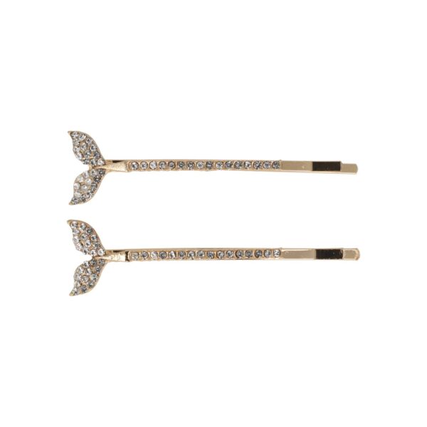Haarspeld Schuifspeldjes Recht 6cm - Walvisstaart - Strass Steentjes - Goud - Set van 2