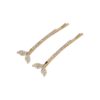 Haarspeld Schuifspeldjes Recht 6cm - Walvisstaart - Strass Steentjes - Goud - Set van 2