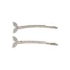Haarspeld Schuifspeldjes Recht 6cm - Walvisstaart - Strass Steentjes - Zilver - Set van 2