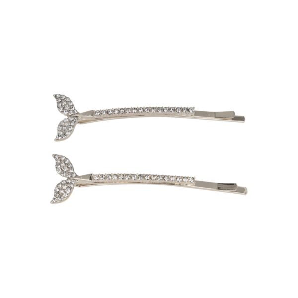 Haarspeld Schuifspeldjes Recht 6cm - Walvisstaart - Strass Steentjes - Zilver - Set van 2
