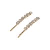 Haarspeld Schuifspeldjes Recht 6cm - Dubbele Rij - Strass Steentjes - Goud - Set van 2