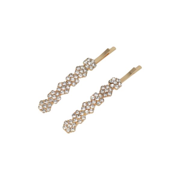 Haarspeld Schuifspeldjes Recht 6cm - Bloemen - Strass Steentjes - Goud - Set van 2