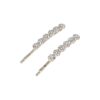 Haarspeld Schuifspeldjes Recht 6cm - Bloemen - Strass Steentjes - Zilver - Set van 2