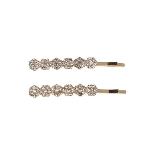 Haarspeld Schuifspeldjes Recht 6cm - Bloemen - Strass Steentjes - Goud - Set van 2
