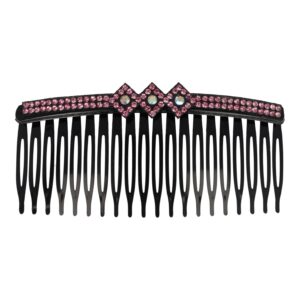 Haarspeld Sierkam Opsteekkam 10cm - Strass Steentjes - Zwart Roze