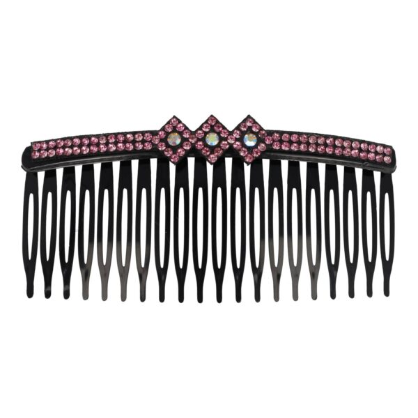 sierkam fatasie vorm vierkant strass steentjes_12 Haarspeld Sierkam Opsteekkam 10cm - Strass Steentjes - Zwart Roze