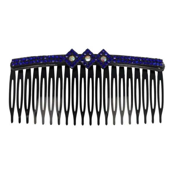 Haarspeld Sierkam Opsteekkam 10cm - Strass Steentjes - Zwart Blauw