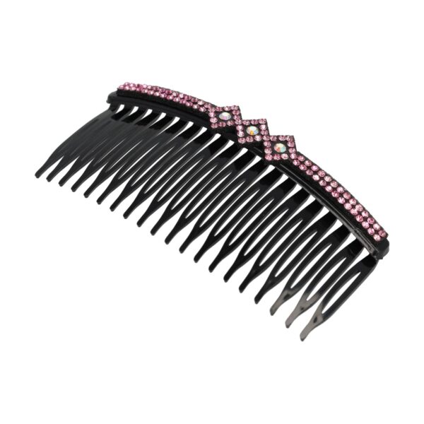 sierkam fatasie vorm vierkant strass steentjes_5 Haarspeld Sierkam Opsteekkam 10cm - Strass Steentjes - Zwart Roze