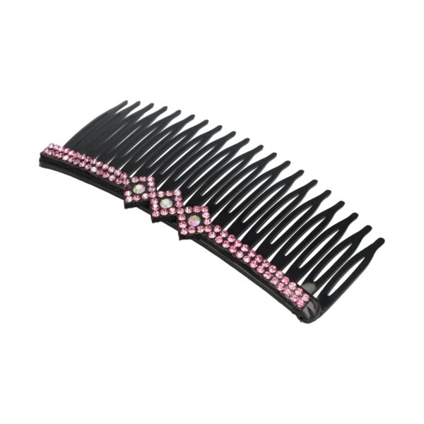 sierkam fatasie vorm vierkant strass steentjes_6 Haarspeld Sierkam Opsteekkam 10cm - Strass Steentjes - Zwart Roze