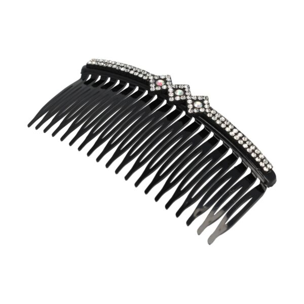 Haarspeld Sierkam Opsteekkam 10cm - Strass Steentjes - Zwart Zilver