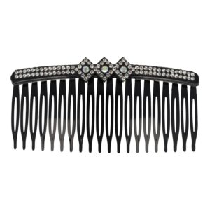 Haarspeld Sierkam Opsteekkam 10cm - Strass Steentjes - Zwart Zilver