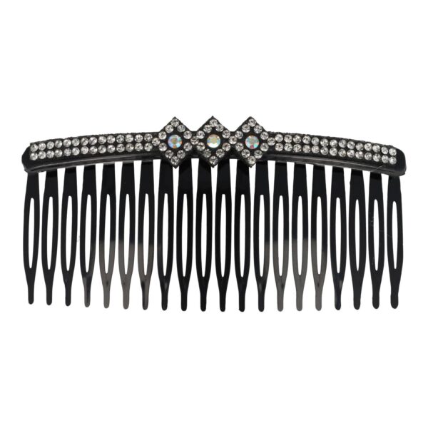 Haarspeld Sierkam Opsteekkam 10cm - Strass Steentjes - Zwart Zilver