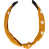 15291_10 Haarband Diadeem 3cm – Knoop – Stippen Print Stof – Wit Geel