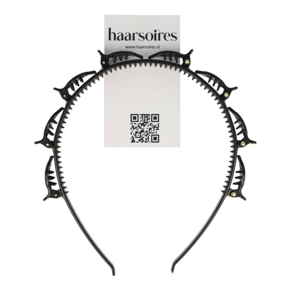 Diadeem klemmetjes_2 Haarband Diadeem 1cm – Klemmetjes – Kunststof – Zwart