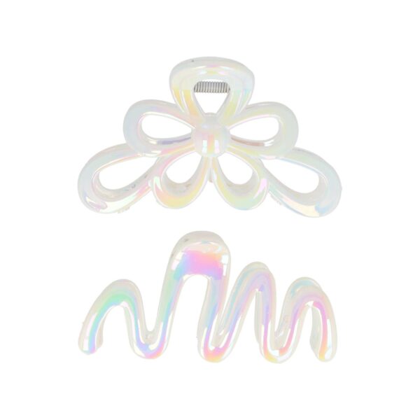 Haarklemmen xl parelmoer_1 Haarspeld Haarklemmen 11cm – XL Bloem Krul Vorm – Wit – Set van 2