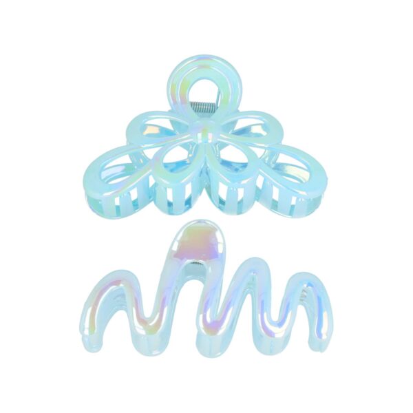 Haarklemmen xl parelmoer_10 Haarspeld Haarklemmen 11cm – XL Bloem Krul Vorm – Blauw – Set van 2