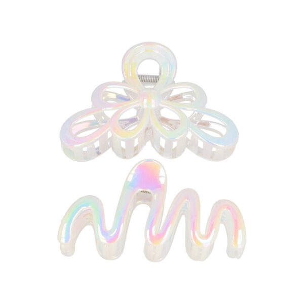 Haarklemmen xl parelmoer_11 Haarspeld Haarklemmen 11cm – XL Bloem Krul Vorm – Wit – Set van 2