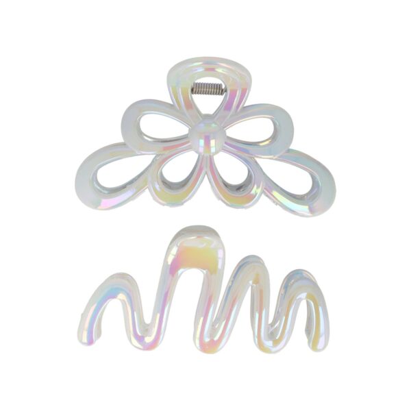 Haarklemmen xl parelmoer_3 Haarspeld Haarklemmen 11cm – XL Bloem Krul Vorm – Grijs – Set van 2