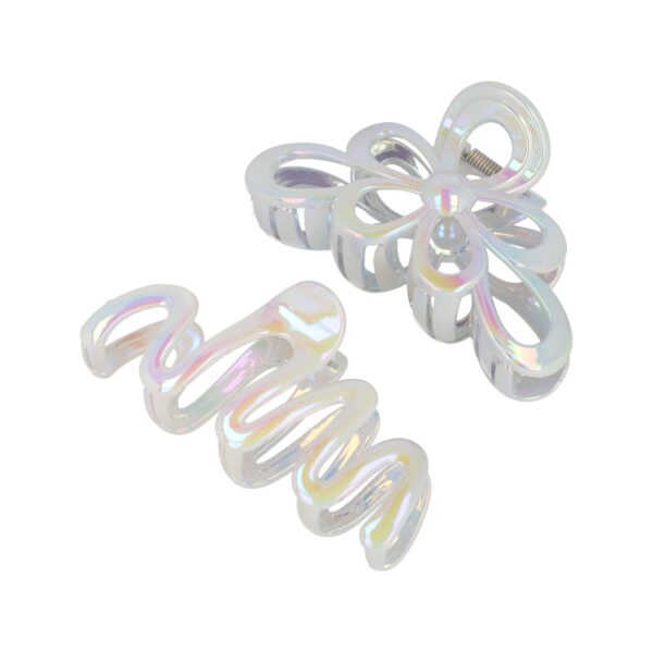 Haarklemmen xl parelmoer_7 Haarspeld Haarklemmen 11cm – XL Bloem Krul Vorm – Grijs – Set van 2