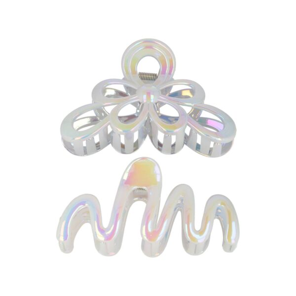 Haarklemmen xl parelmoer_8 Haarspeld Haarklemmen 11cm – XL Bloem Krul Vorm – Grijs – Set van 2