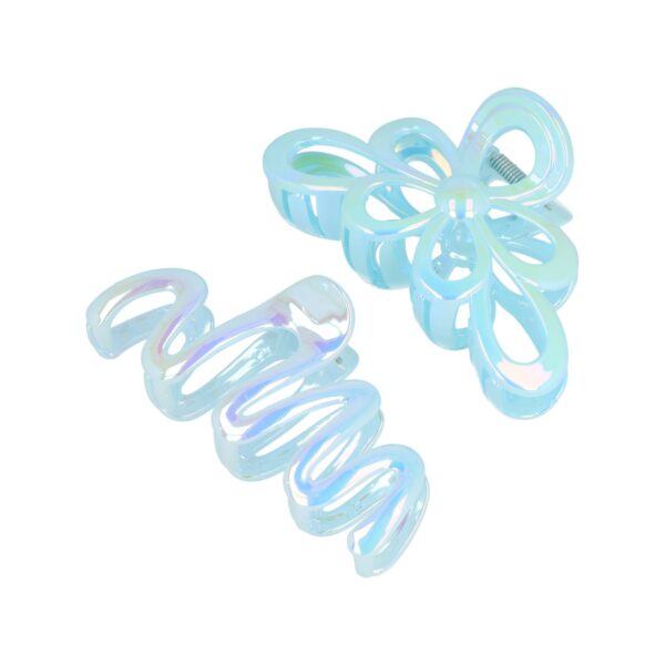 Haarklemmen xl parelmoer_9 Haarspeld Haarklemmen 11cm – XL Bloem Krul Vorm – Blauw – Set van 2
