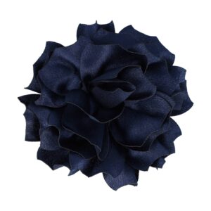 Haarspeld Duckklem 11cm - Bloem - Stof - Broche - Donkerblauw