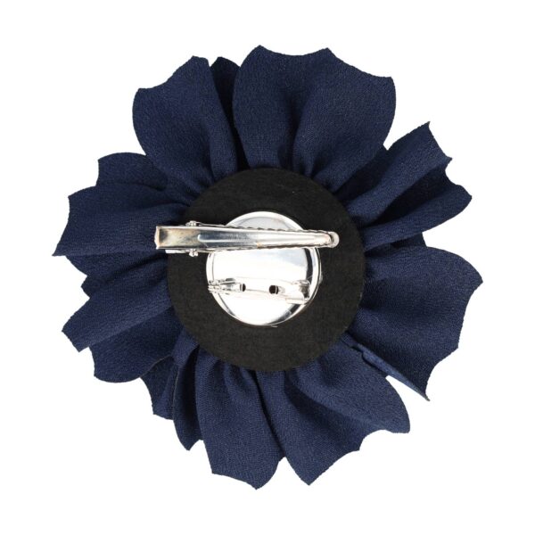 duckklem bloem 11cm donkerblauw_2 Haarspeld Duckklem 11cm - Bloem - Stof - Broche - Donkerblauw