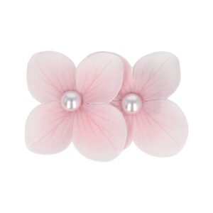 Haarspeld Duckklem 7cm – Dubbele Bloem – Parel – Lichtroze