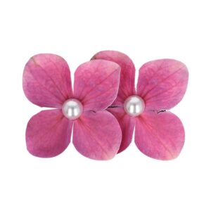 Haarspeld Duckklem 7cm – Dubbele Bloem – Parel – Fuchsia Roze