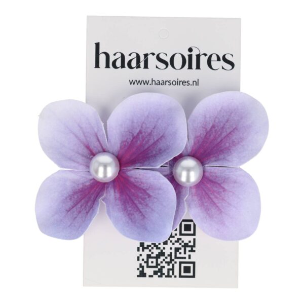 duckklem bloem dubbel_23 Haarspeld Duckklem 7cm – Dubbele Bloem – Parel – Lila Paars