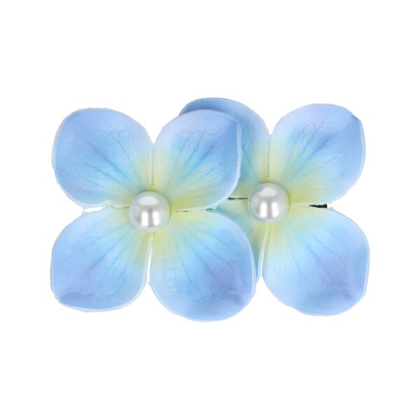 duckklem bloem dubbel_9 Haarspeld Duckklem 7cm – Dubbele Bloem – Parel – Blauw