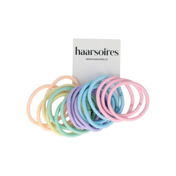 haaeelastieken basic pastel zonder ijzer_3 Haarelastieken Basic - Pastel - Zonder Metaal - Roze Paars Groen Blauw Geel Oranje - Set van 18