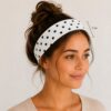 haarband-stippen-print-wit Haarband Stof 7cm – Stippen Print – Jersey – Zwart Wit