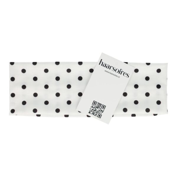 haarband stippen print_4 Haarband Stof 7cm – Stippen Print – Jersey – Zwart Wit