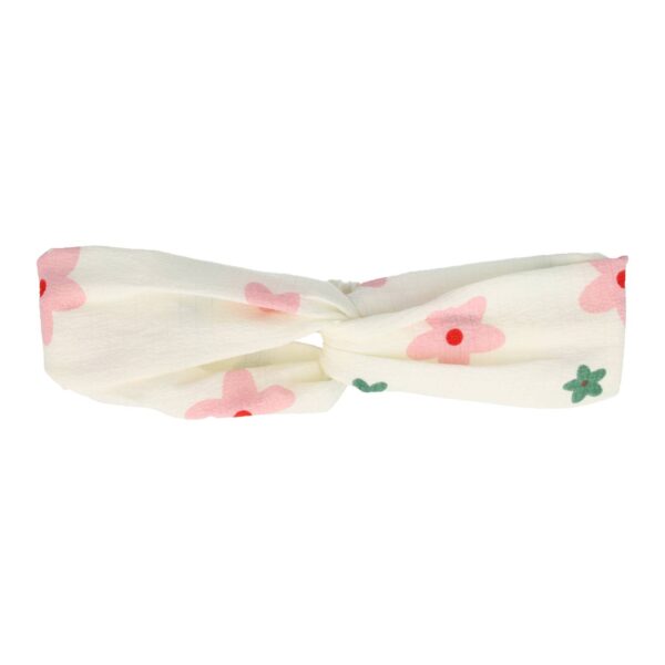 haarband twist creme bloemen_7 Haarband Twist 5cm – Bloemen Print – Roze Creme