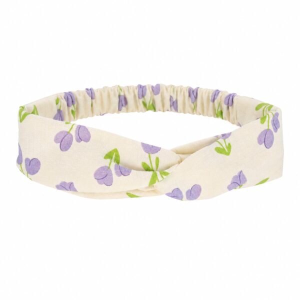 haarband-twist-tulp-bloem-creme-paars Haarband Twist 5cm – Tulp Bloemen Print – Paars Creme