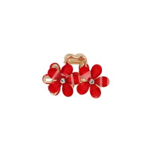 Haarspeld Haarklem 4cm – Glitter Bloemen – Rood