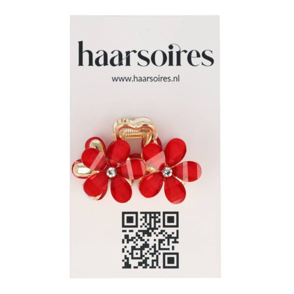 haarklem bloemen 4cm glitter_3 Haarspeld Haarklem 4cm – Glitter Bloemen – Rood
