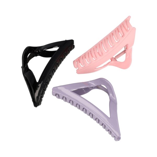 Haarspeld Haarklemmen 11cm – XL Driehoek Vorm – Zwart Roze Paars – Set van 3