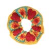 Haarelastiek Scrunchie – Gehaakte Stof – Hart Zon Motief – Rood Geel
