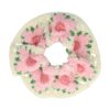 Haarelastiek Scrunchie – Gehaakte Stof – Bloemen Motief – Roze Wit