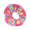 scrunchie gehaakt_5 Haarelastiek Scrunchie – Gehaakte Stof – Bloemen Motief – Roze