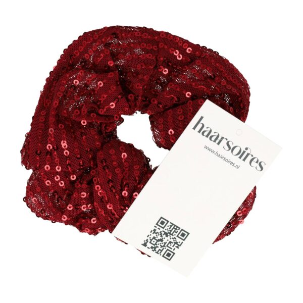 Haarelastiek Scrunchie – Glitter Stof – Pailletten – Rood