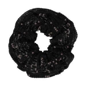 Haarelastiek Scrunchie – Glitter Stof – Pailletten – Zwart