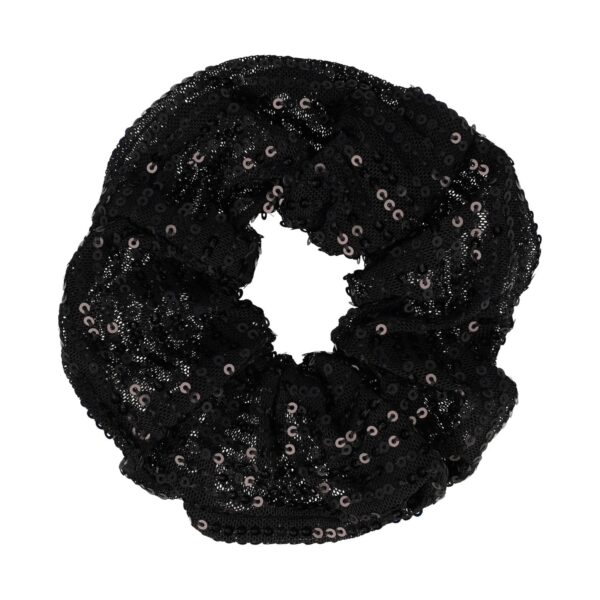 Haarelastiek Scrunchie – Glitter Stof – Pailletten – Zwart