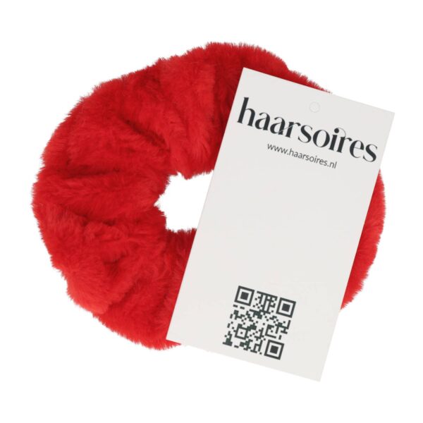 Haarelastiek Scrunchie – Teddy Stof – Rood